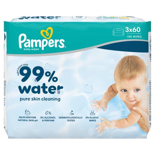 Pampers 99% Water Chusteczki nawilżane, 3 x 60 szt.