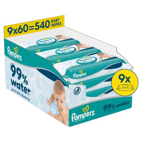 Pampers 99% Water Chusteczki nawilżane, 9 x 60 szt.