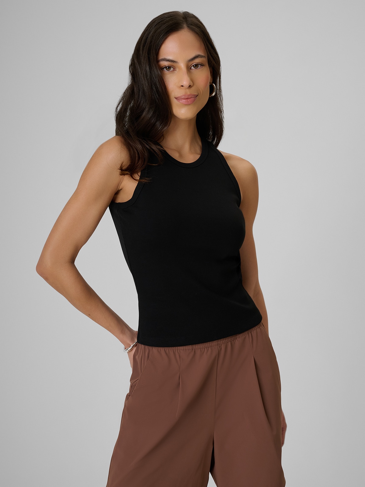 4F Top slim z prążkowanej dzianiny damski - czarny XL
