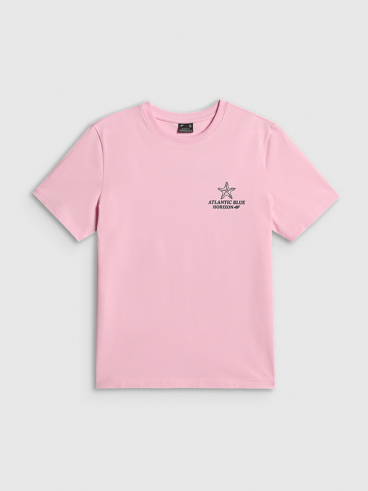 4F T-shirt relaxed z nadrukiem damski - różowy XS