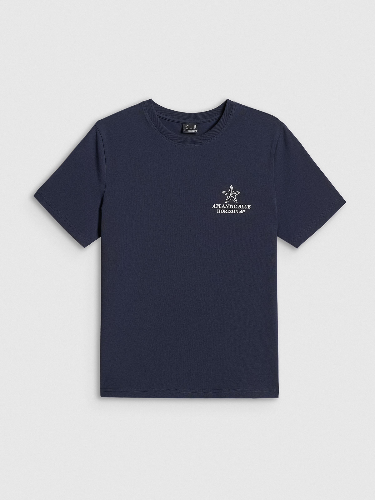4F T-shirt relaxed z nadrukiem damski - granatowy XS