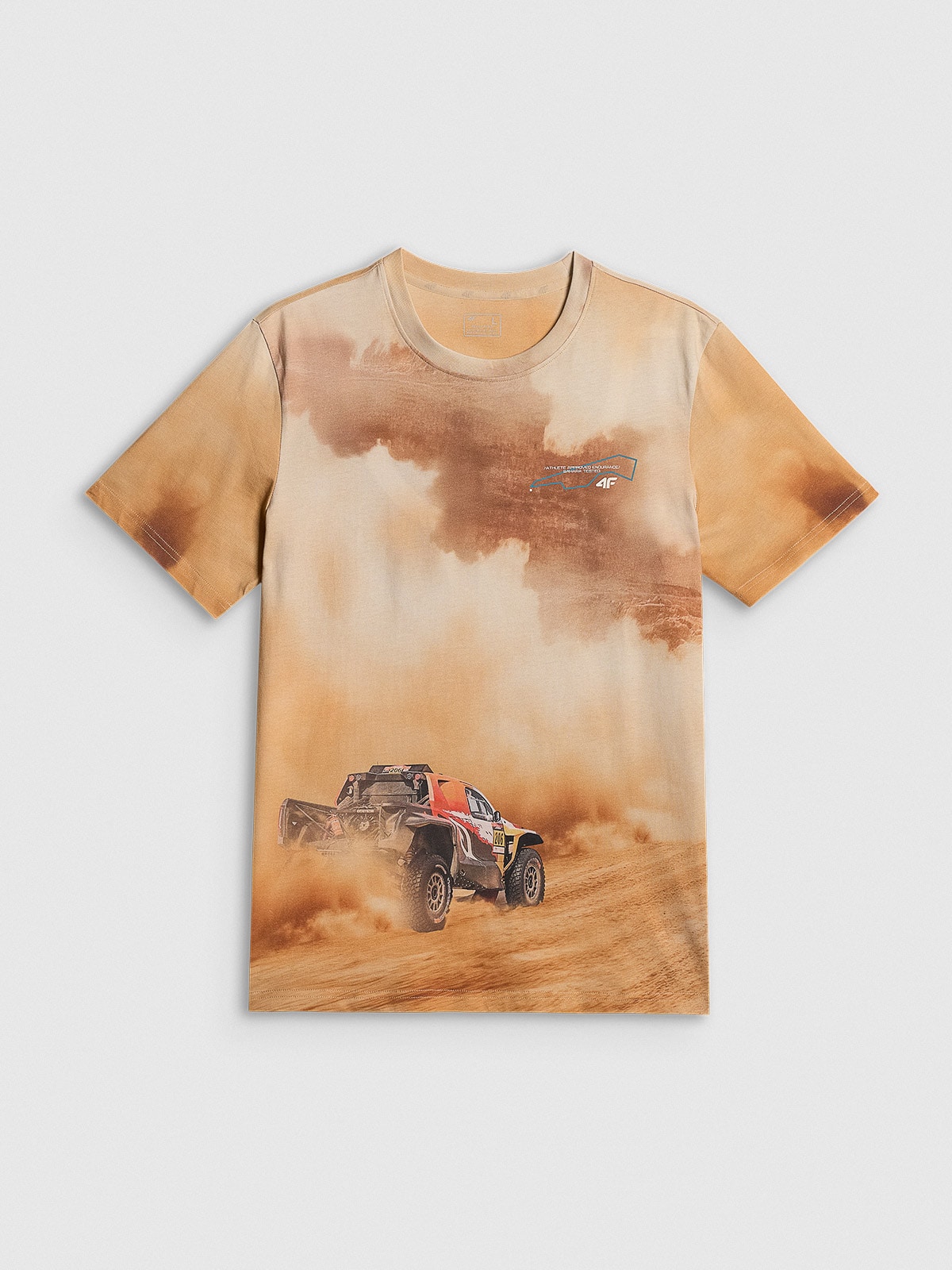 4F T-shirt regular z nadrukiem męski - beżowy XXL