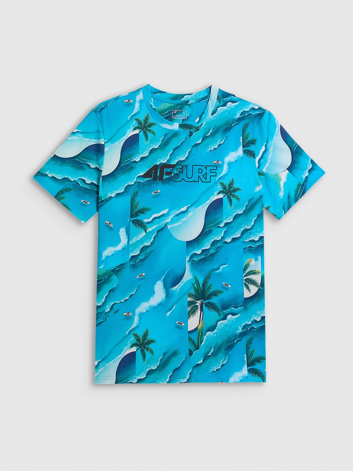 4F T-shirt regular z nadrukiem męski - niebieski XL