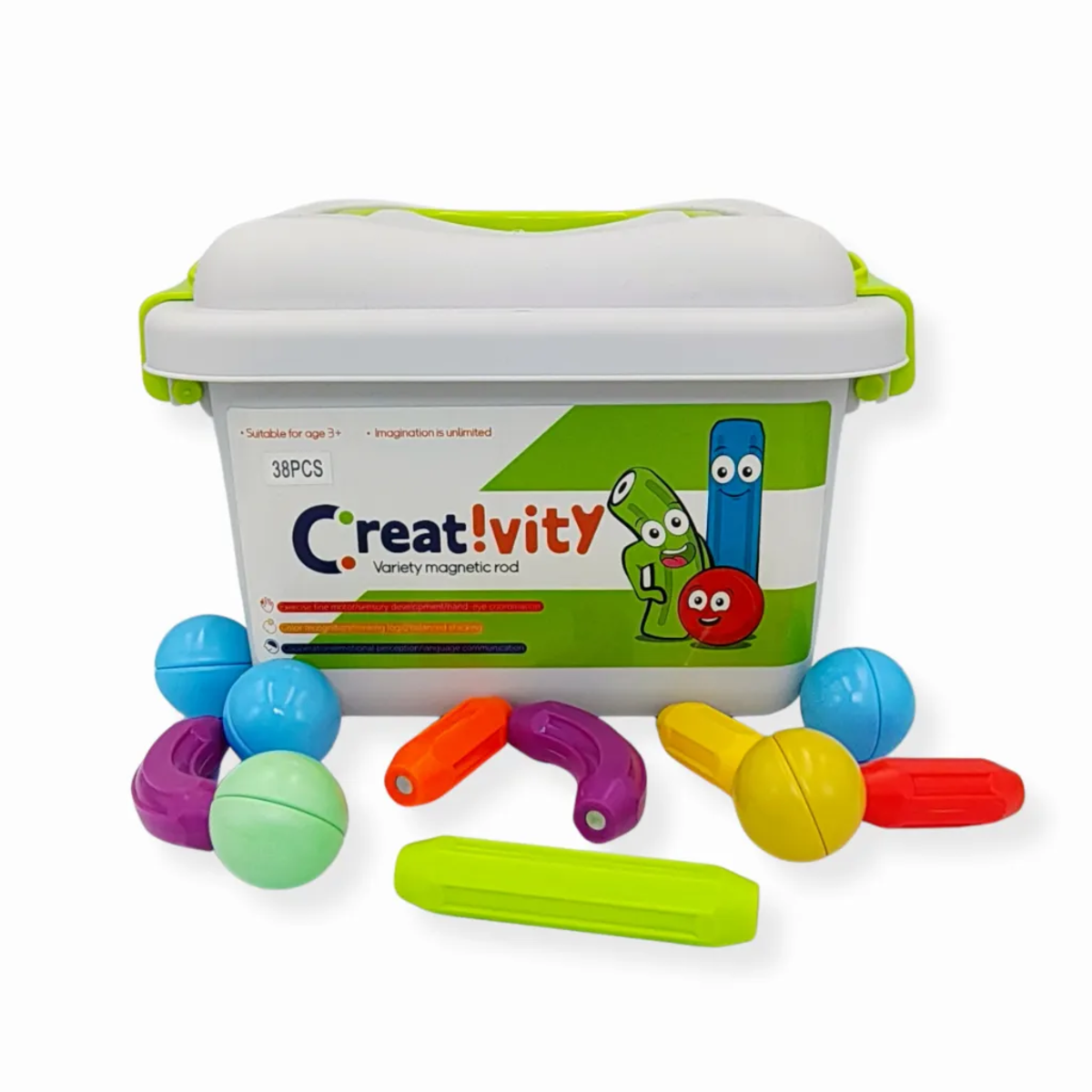 Klocki magnetyczne pałeczki i kulki 38 el. – CreatiViti 3+