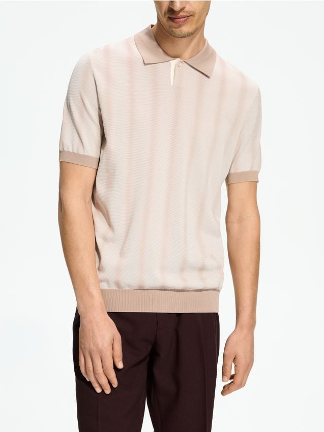 Reserved - Sweter polo z wiskozą - beżowy