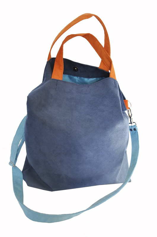 TORBA HOBO XXL - kobalt, pomarańcz, błękit