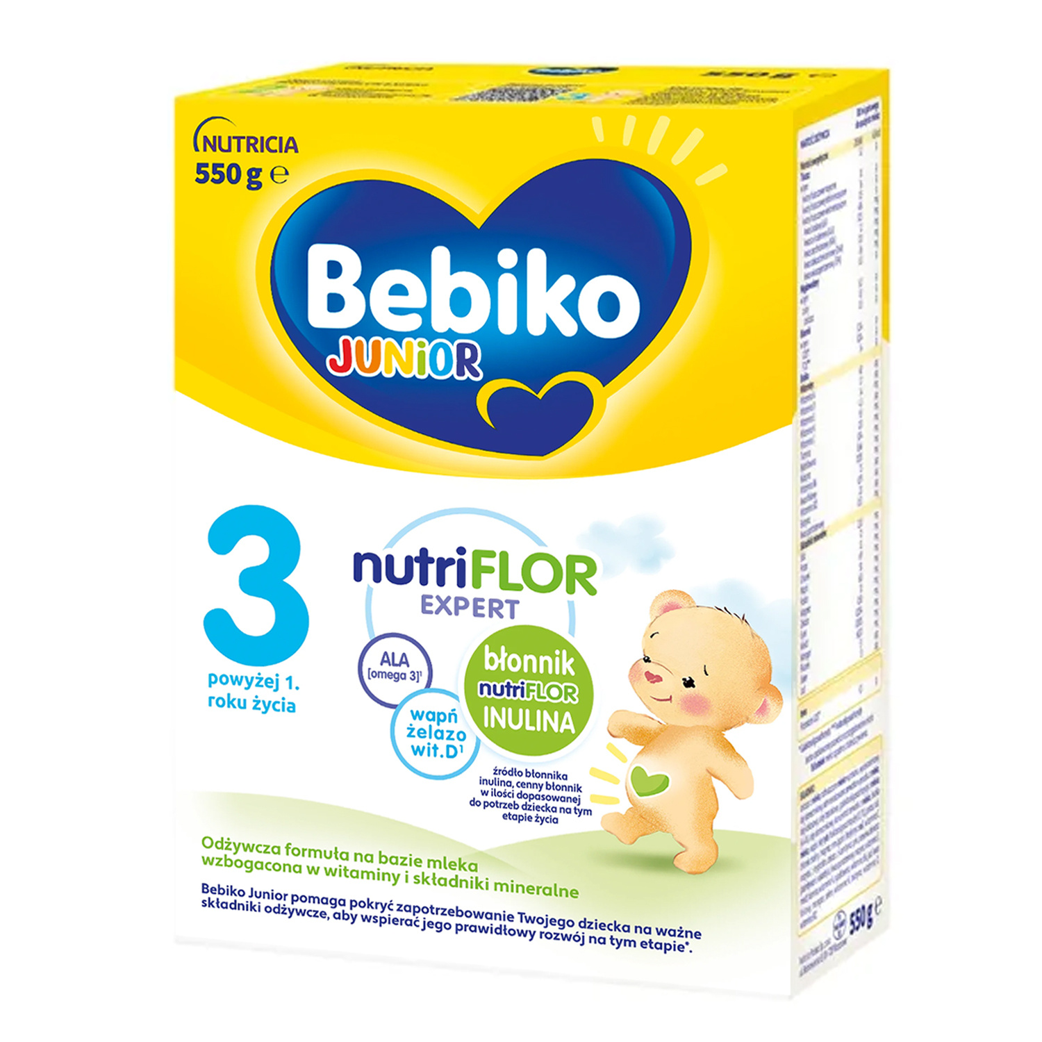 Bebiko Junior NutriFlor Expert 3 odżywcza formuła na bazie mleka dla dzieci powyżej 1 roku życia 550 g
