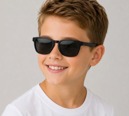 Elastyczne okulary przeciwsłoneczne dla dzieci Sunoptic SK9C czarne UV400 kat. 3 8-12 lat