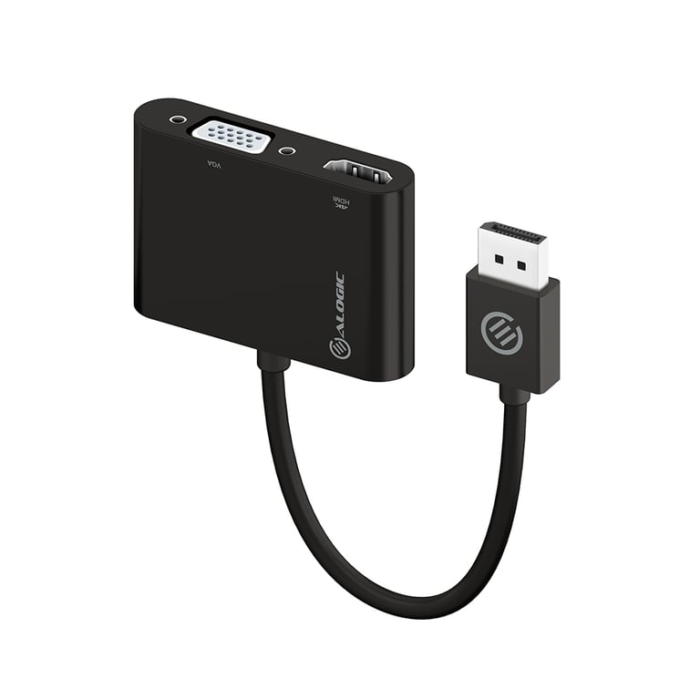 ALOGIC DP-VGHD4K-ADP adapter kablowy DisplayPort HDMI + VGA (D-Sub) Czarny