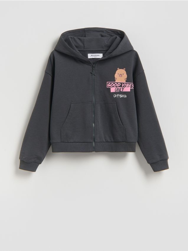 Reserved - Bluza Kapibara CapyFun - ciemnoszary