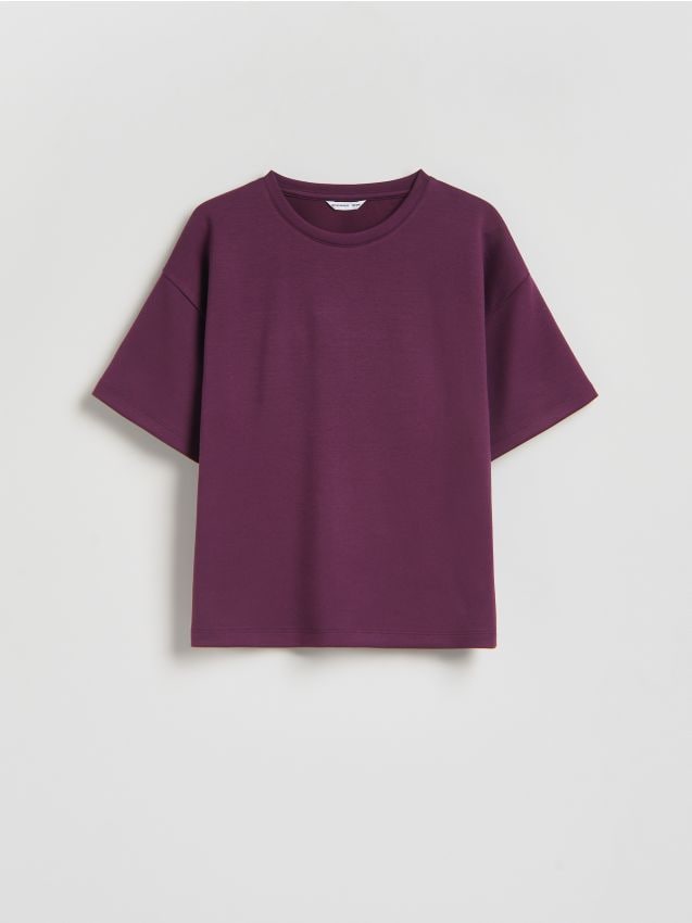 Reserved - T-shirt z modalem - mahoniowy