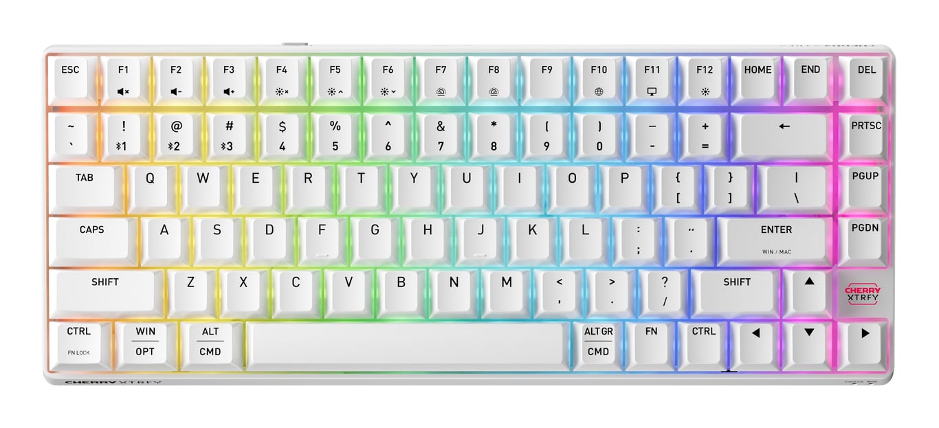 CHERRY XTRFY K33 Compact Wireless klawiatura Gaming USB + RF Wireless + Bluetooth QWERTY US English Biały G8D-24030PAAUS-0