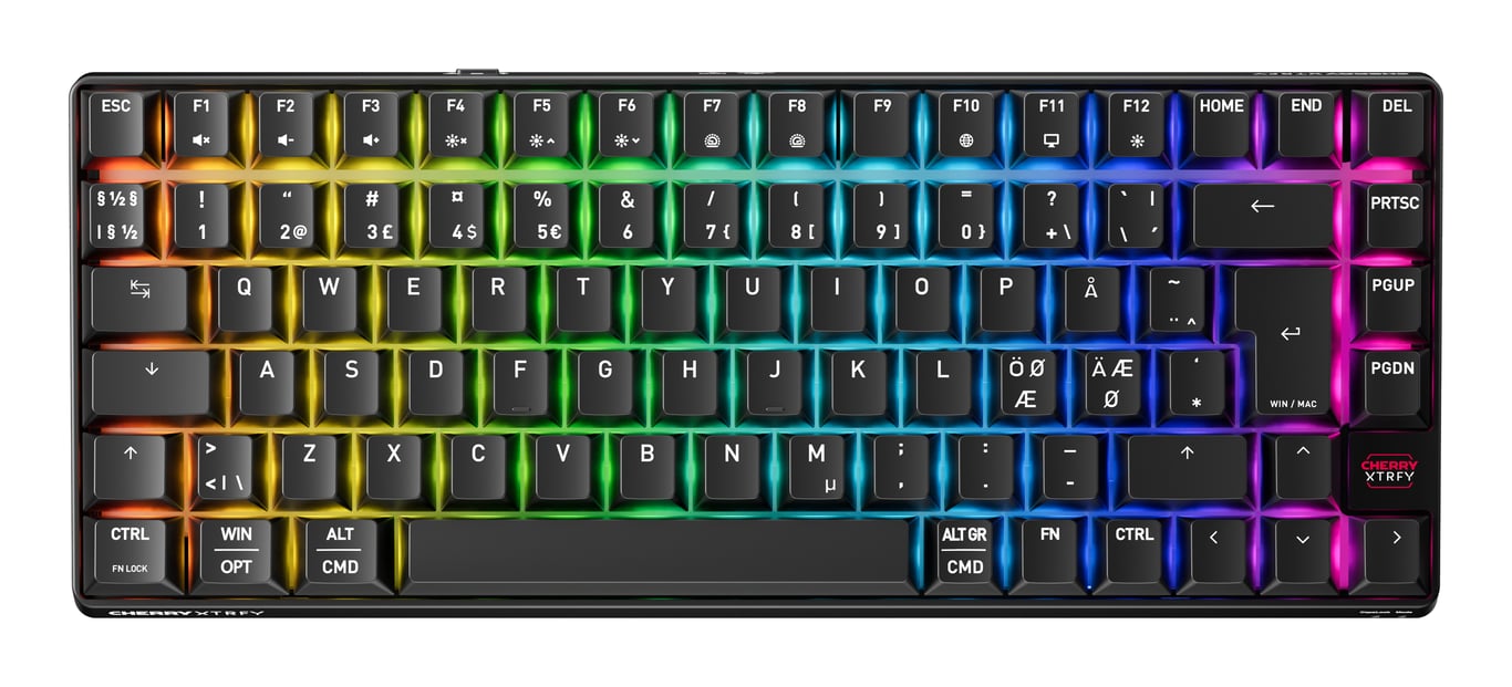CHERRY XTRFY K33 Compact Wireless klawiatura Gaming USB + RF Wireless + Bluetooth QWERTY Skandynawia Czarny G8D-24030PAAPN-2
