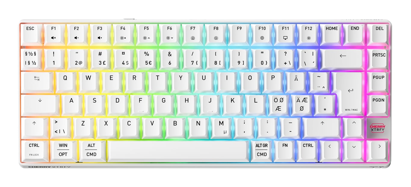 CHERRY XTRFY K33 Compact Wireless klawiatura Gaming USB + RF Wireless + Bluetooth QWERTY Skandynawia Biały G8D-24030PAAPN-0
