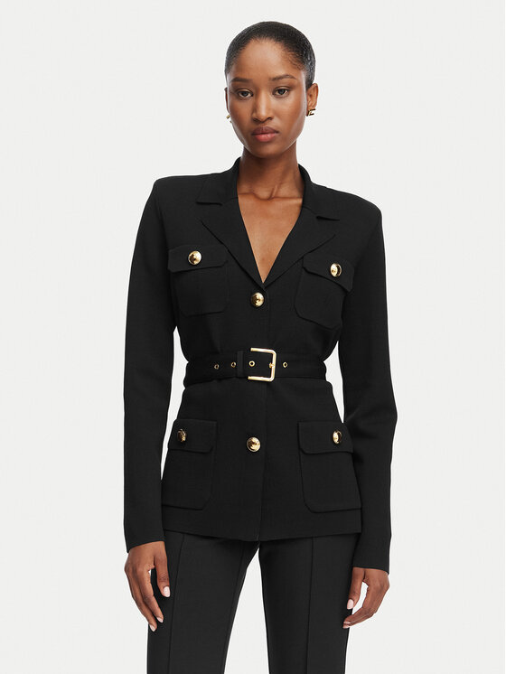 Elisabetta Franchi Marynarka MK-10B-62E2-V600 Czarny Slim Fit