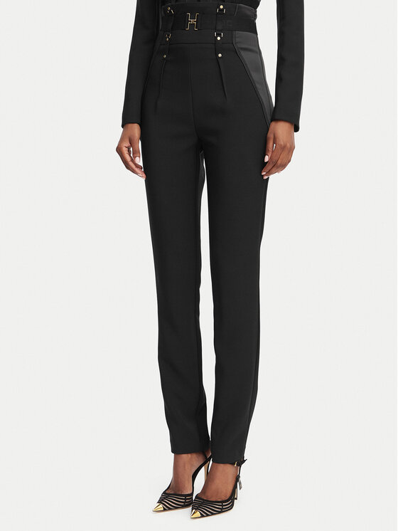 Elisabetta Franchi Spodnie materiałowe PA-180-62E2-V450 Czarny Slim Fit
