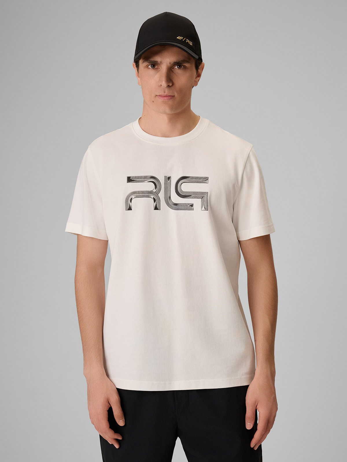 4F T-shirt regular z nadrukiem męski 4F x Robert Lewandowski - biały XXL