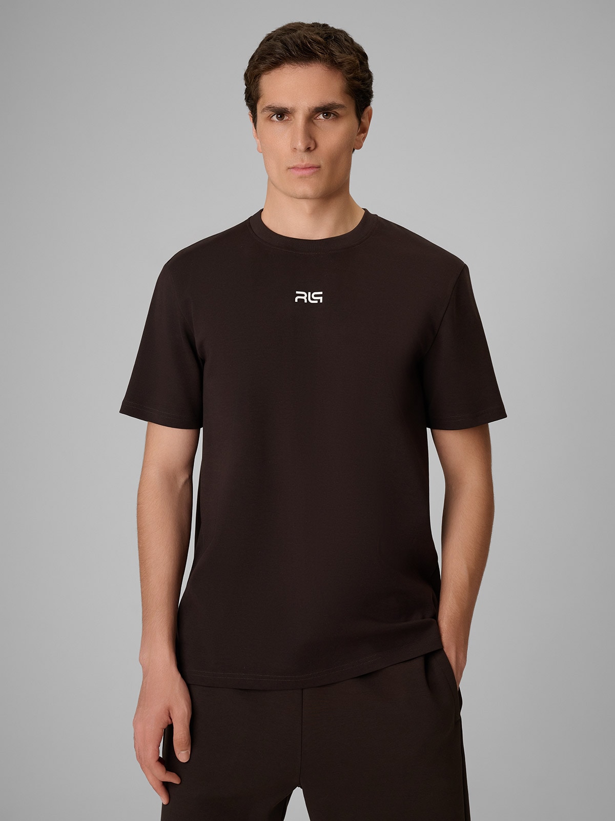 4F T-shirt regular gładki męski 4F x Robert Lewandowski - brązowy XXL