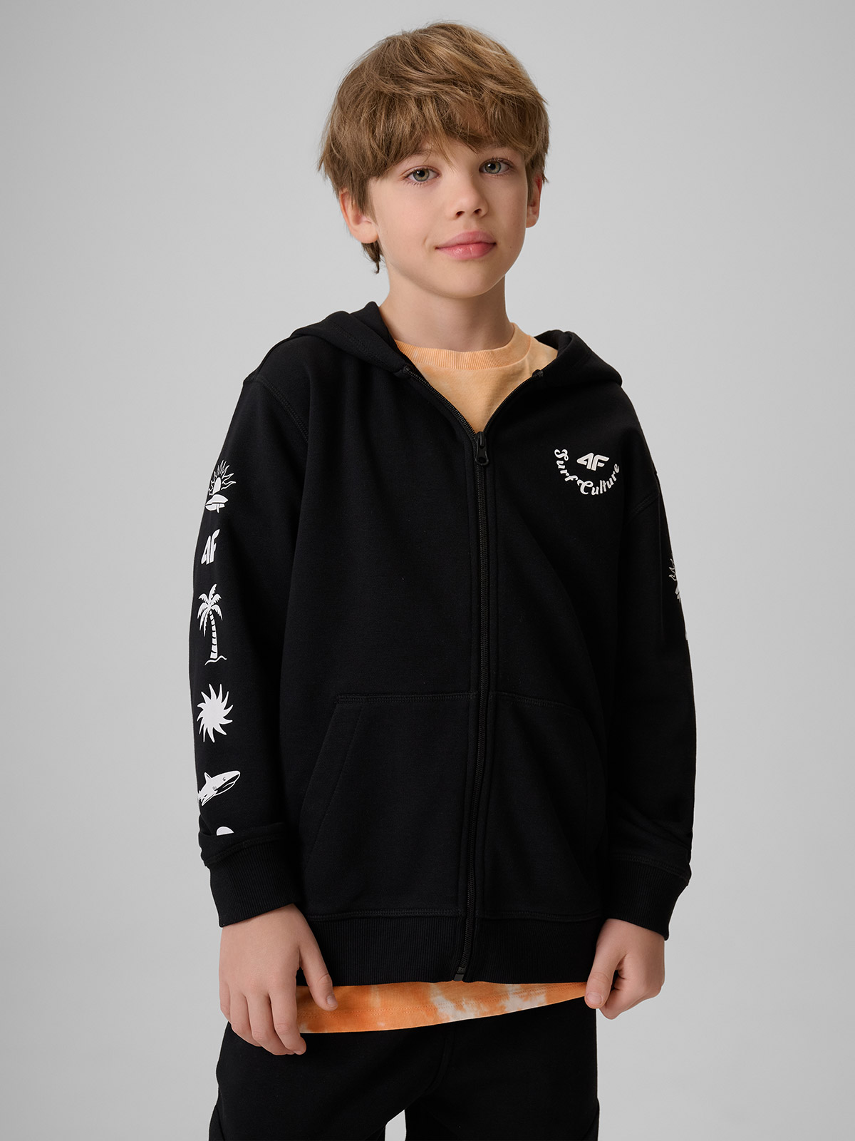 4F Bluza dresowa loose z kapturem chłopięca - czarna 158/164 (12-14 lat)