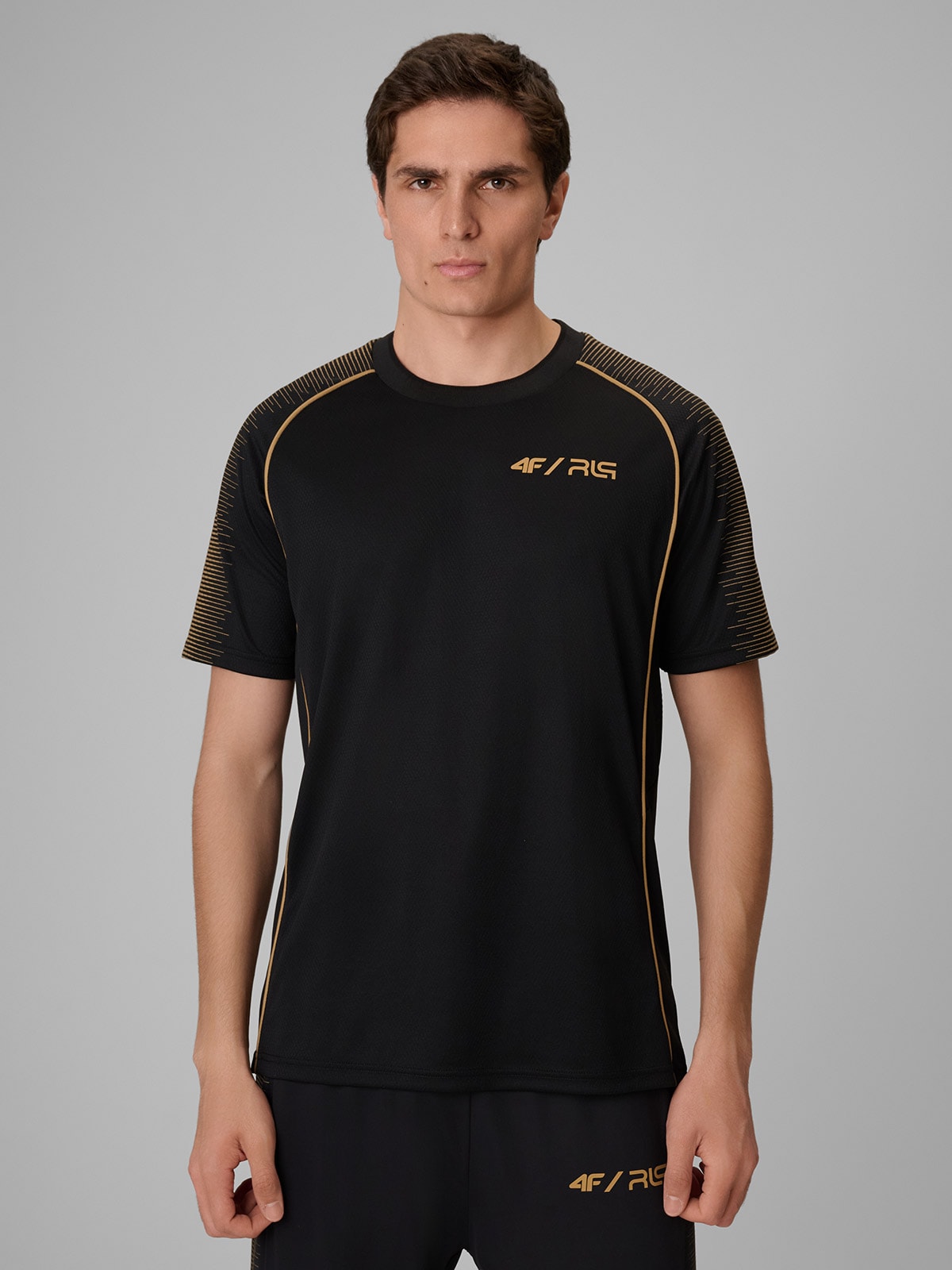 4F Koszulka treningowa szybkoschnąca męska 4F x Robert Lewandowski - czarna XXL