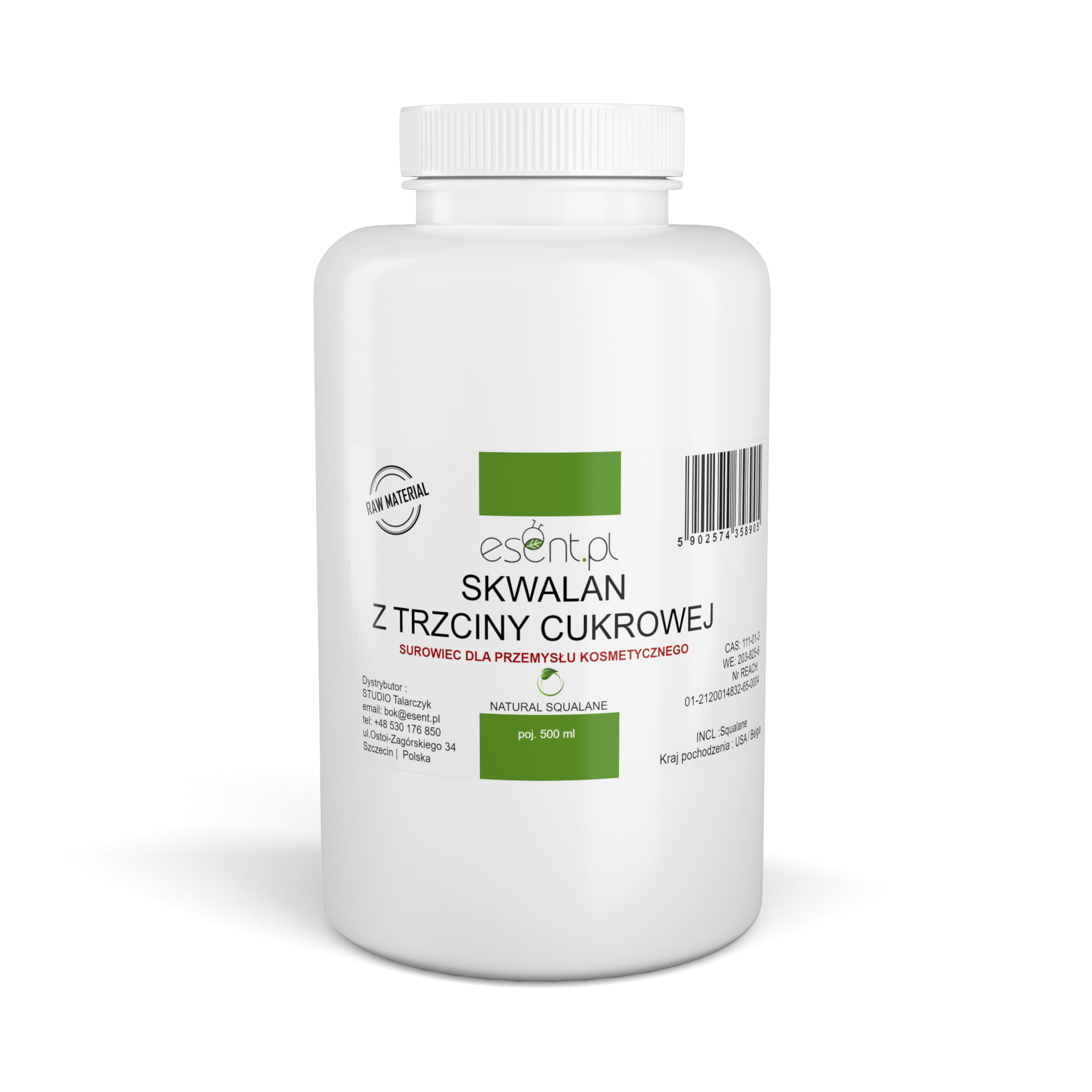 Skwalan z Trzciny Cukrowej 500 ml.