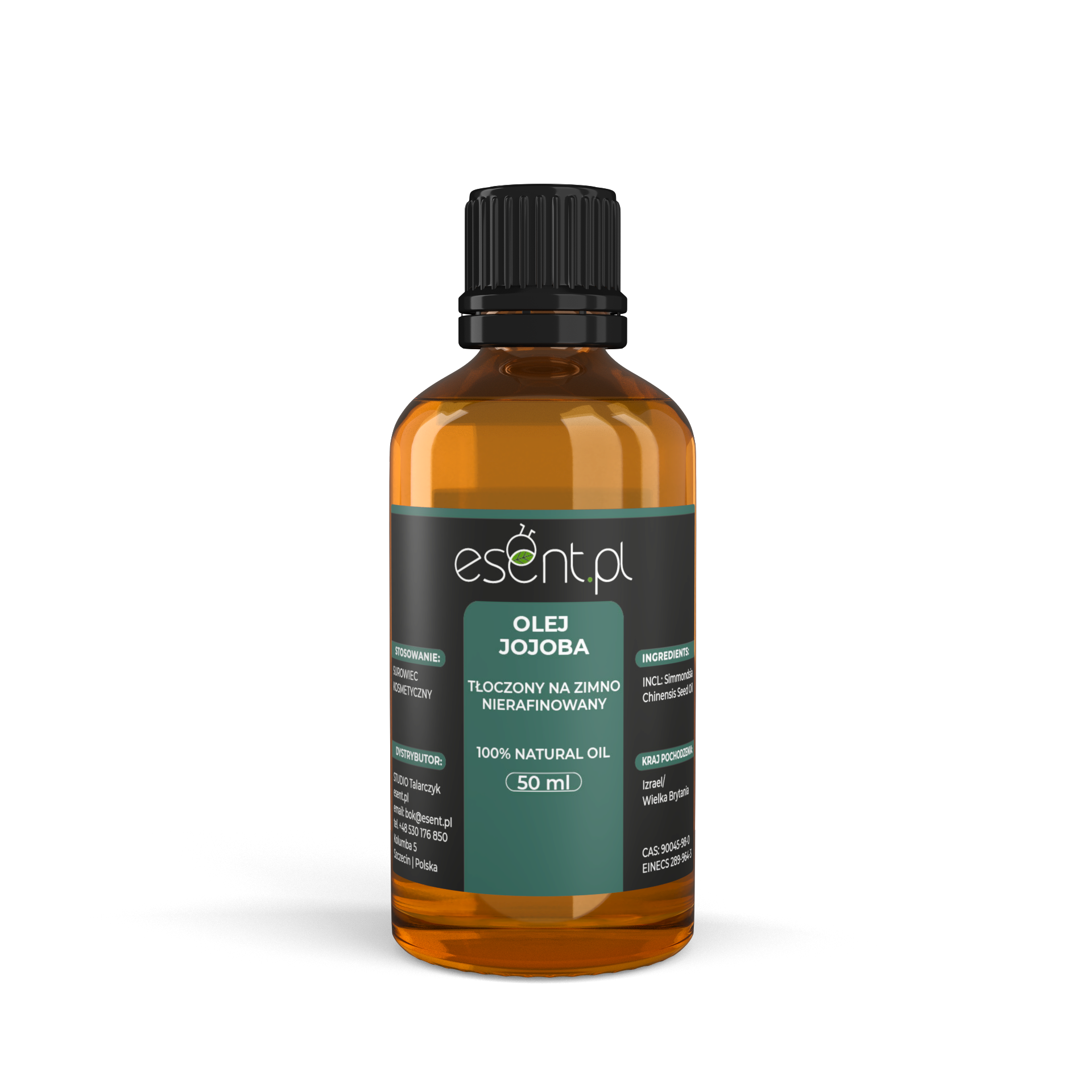 Olej Jojoba tłoczony na zimno, nierafinowany 50 ml.