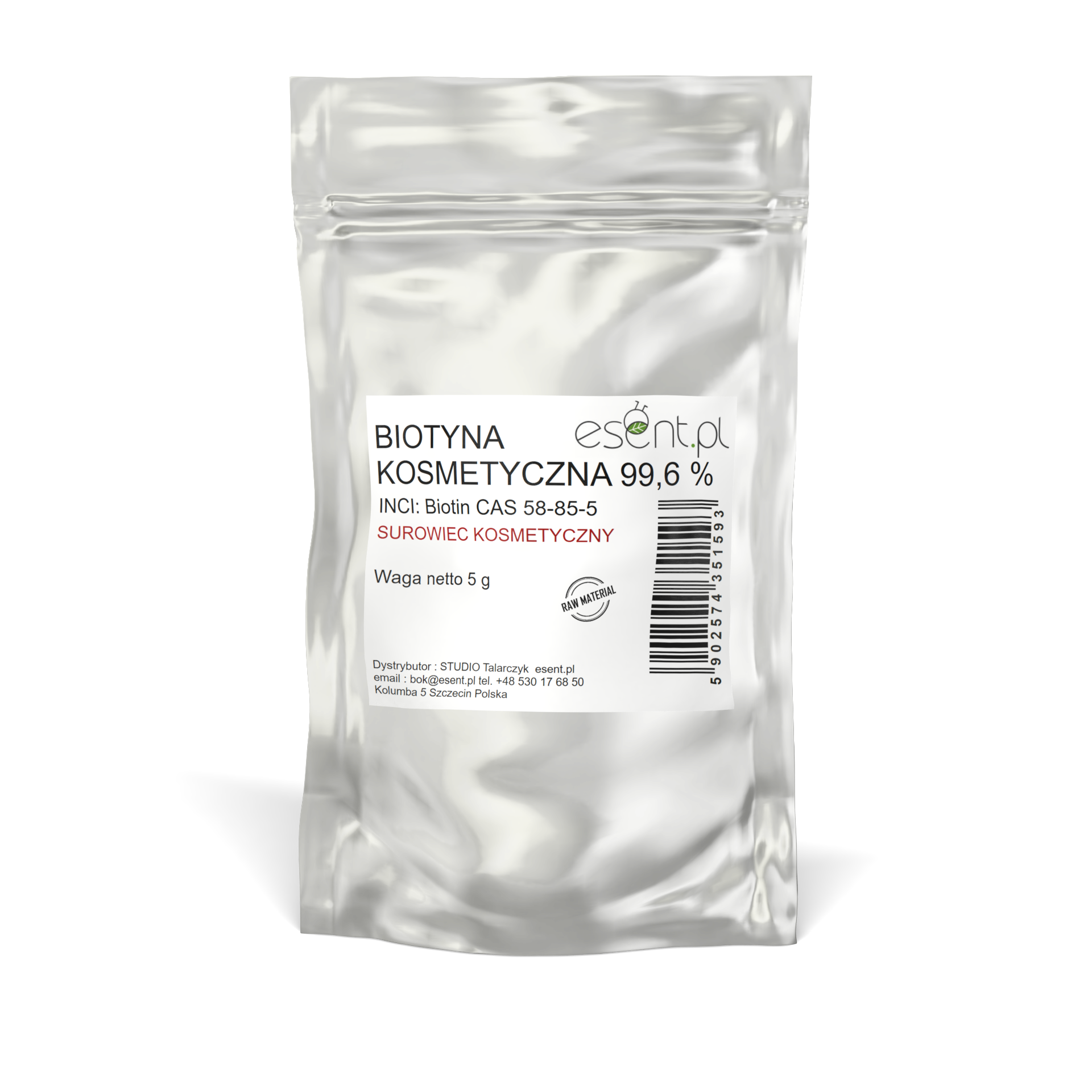 Biotyna (witamina B7) - 99,6% - odbudowa włosów - 5 g