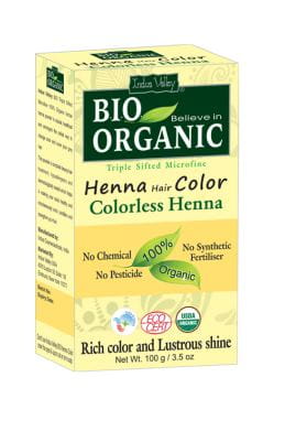 Henna - farba do włosów na bazie henny, BEZBARWNA, w 100% ekologiczna, CERTYFIKOWANA - ECOCERT, vege, halal, 100 g, Indus Valley