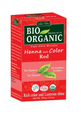 Henna - farba do włosów na bazie henny, RUDY, w 100% ekologiczna, CERTYFIKOWANA - ECOCERT, vege, halal, 100 g, Indus Valley