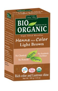 Henna - farba do włosów na bazie henny JASNY BRĄZ, w 100% ekologiczna, CERTYFIKOWANA - ECOCERT, vege, 100 g, Indus Valley