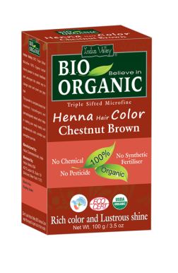 Henna - farba do włosów na bazie henny, ORZECHOWY BRĄZ, w 100% ekologiczna, CERTYFIKOWANA - ECOCERT, vege, 100 g, Indus Valley