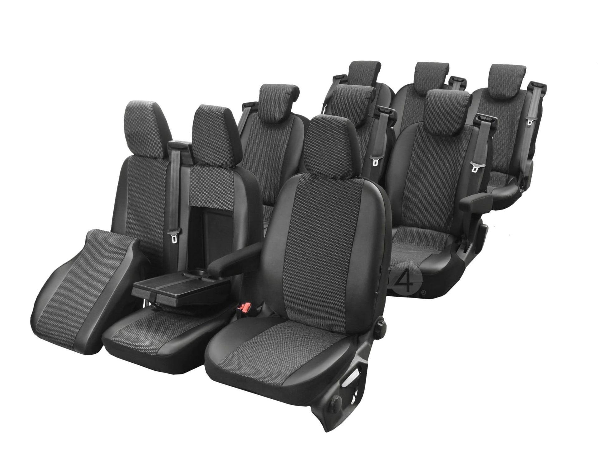 Ford Transit Custom (9 miejsc 2012-2023) Pokrowce materiałowo skórzane