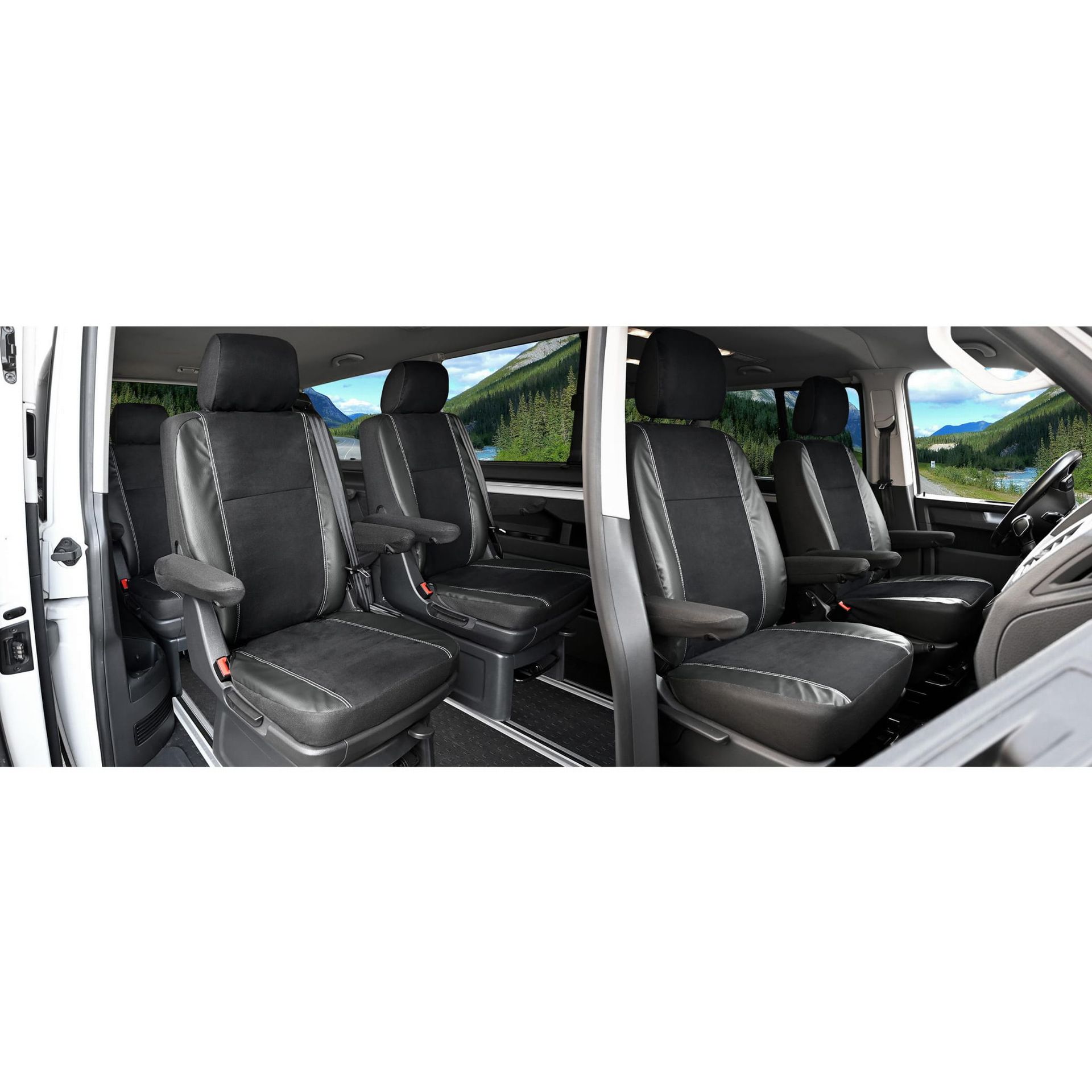 Volkswagen T6 / T6.1 Multivan (od 2015- / od 2019-) Pokrowce dedykowane KING (eko-skóra i alkantara)