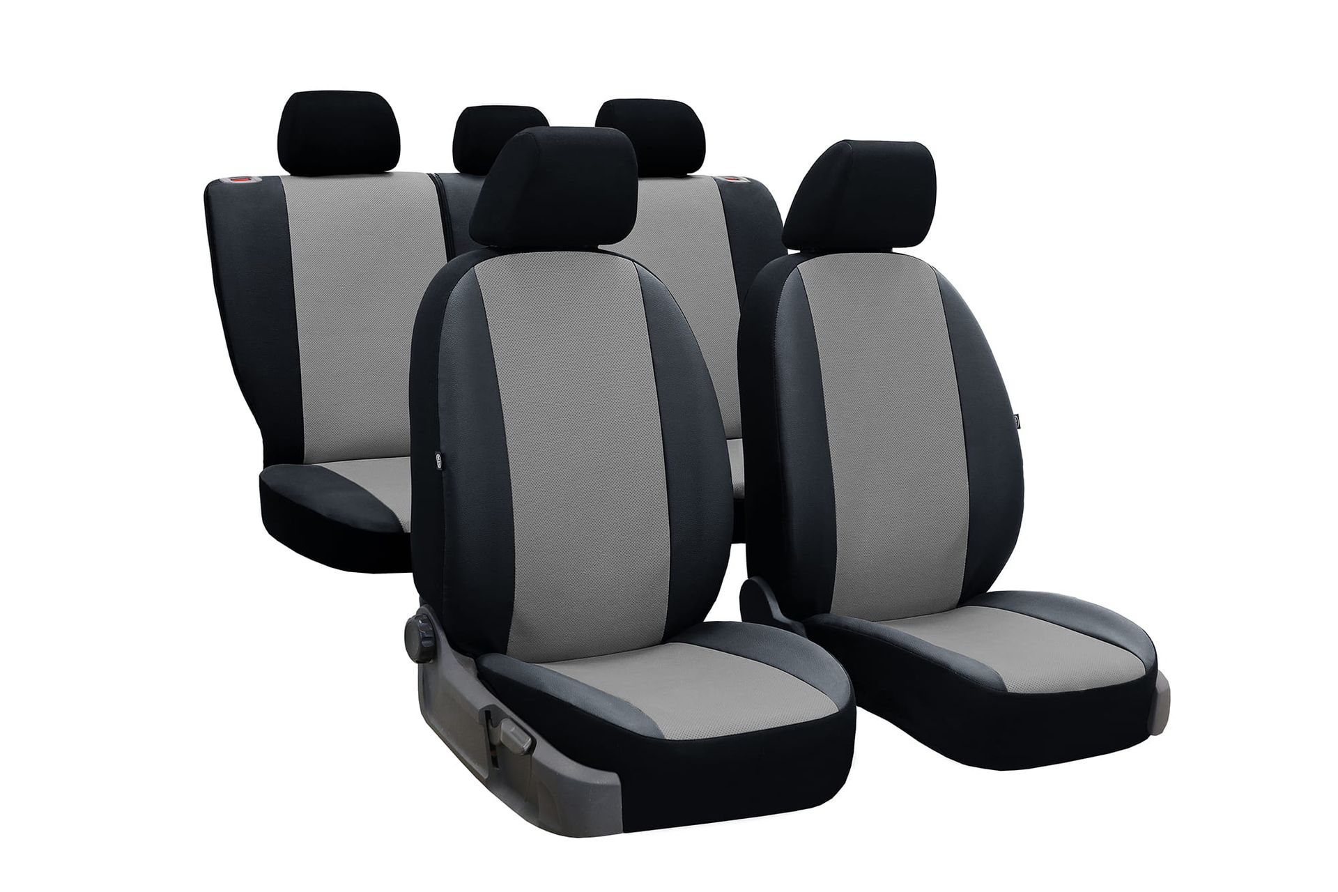 Ford Ka Plus - Pokrowce samochodowe skóra oddychająca PERLINE - czarno-szare
