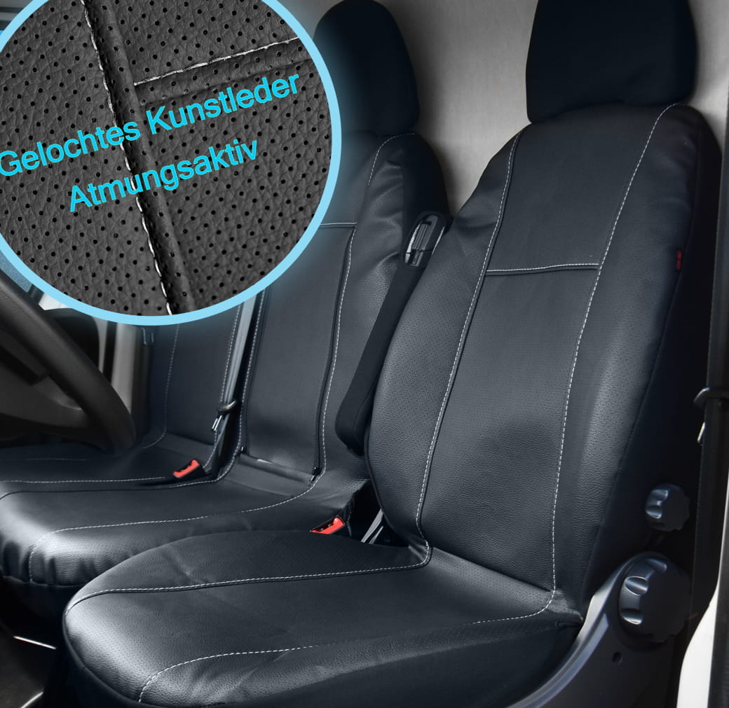 Mercedes Vito (od 2014-) pokrowce samochodowe wentylowana eko-skóra VIP-PLUS -MV14-01