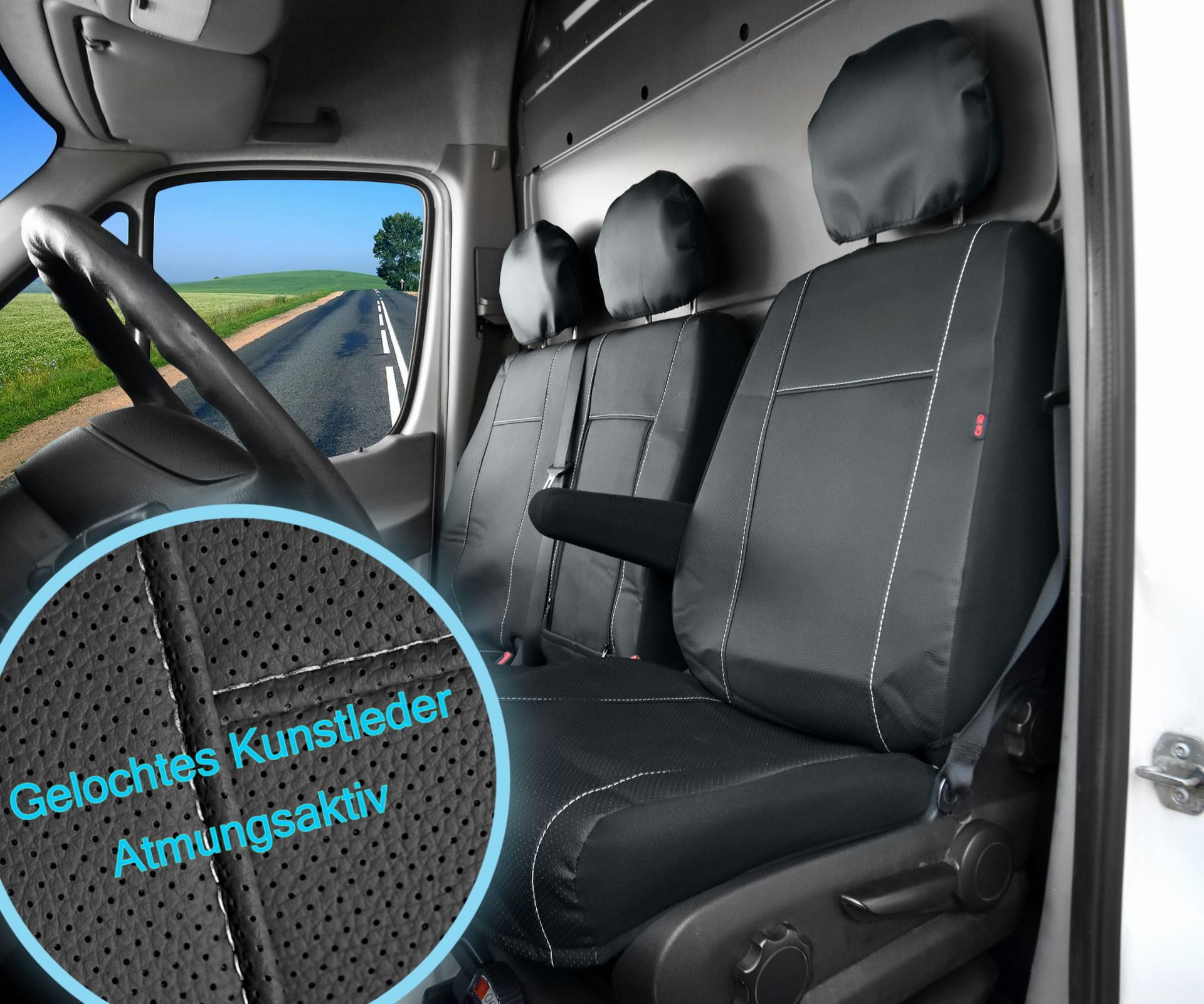 Mercedes Sprinter / Volkswagen Crafter (2006-2016) Pokrowce dedykowane VIP PLUS (wentylowana eko-skóra)