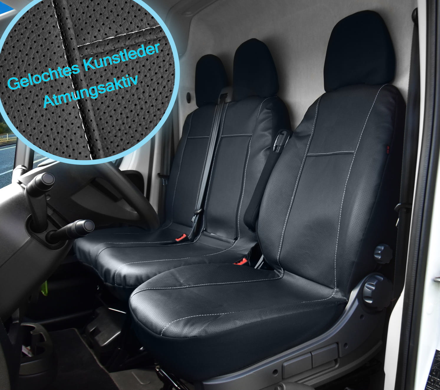 Peugeot Boxer (od 2016-) Pokrowce dedykowane VIP PLUS (wentylowana eko-skóra)