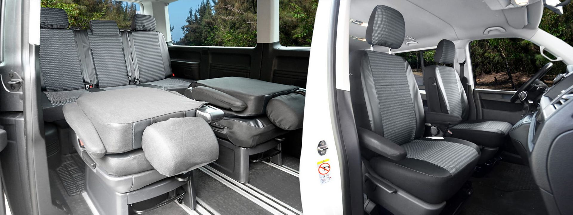 Volkswagen T6 / T6.1 Multivan (od 2015- / od 2019-) Pokrowce VIVA Eko-skóra i materiał tapicerski)