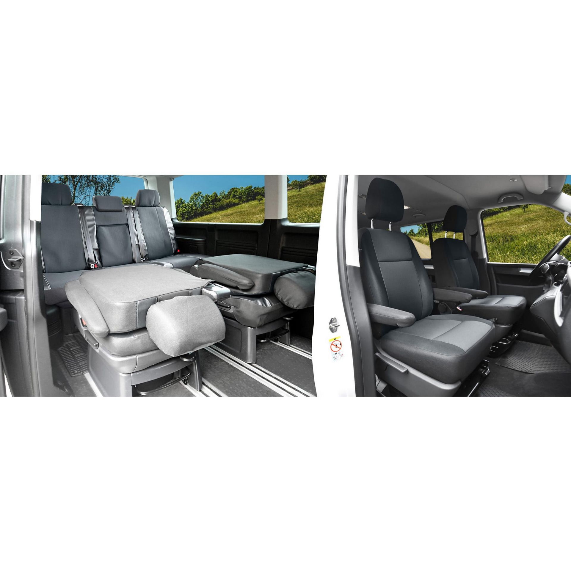Volkswagen T6 / T6.1 Multivan 7 miesjc (od 2015- / od 2019-) Pokrowce LUX materiał tapicerski