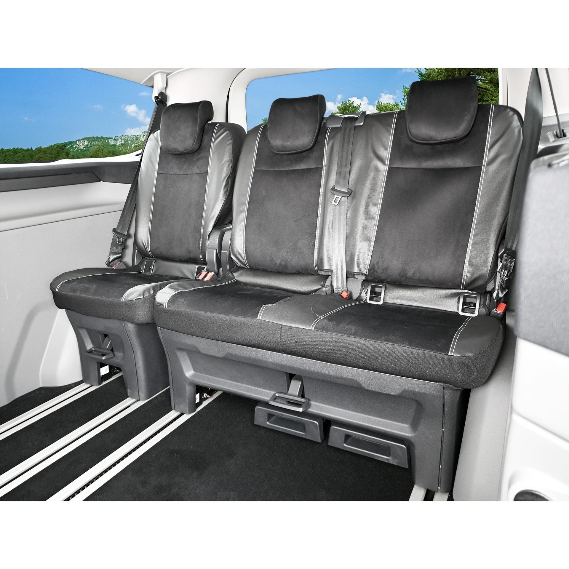Ford Tourneo Custom 3. rząd (od 2024-) Pokrowce Eko skóra + eko alkantara