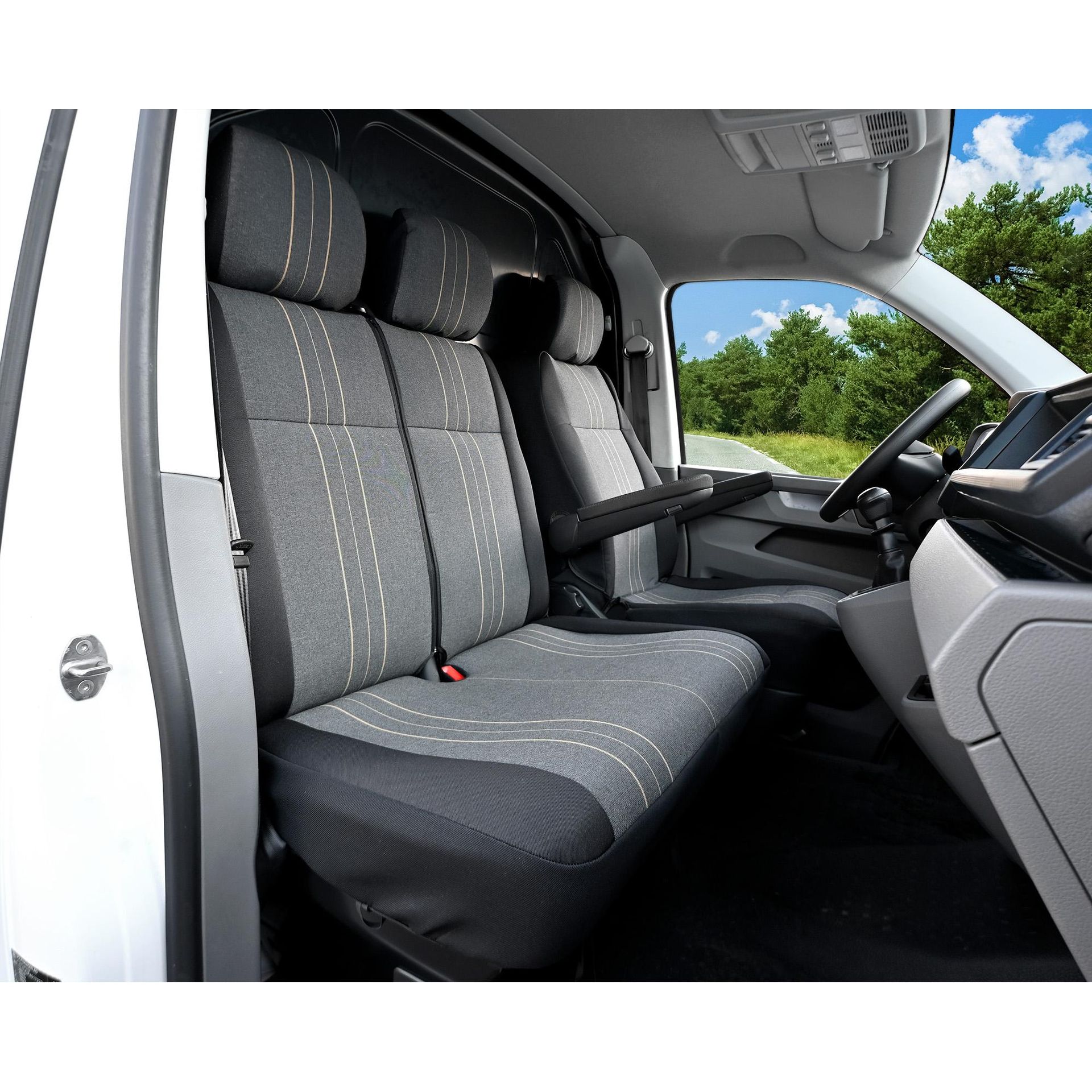 VW T6 Transporter / Caravelle / Multivan (od 2015-/ 2019-) Pokrowce dedykowane Orange (materiał tapicerski)