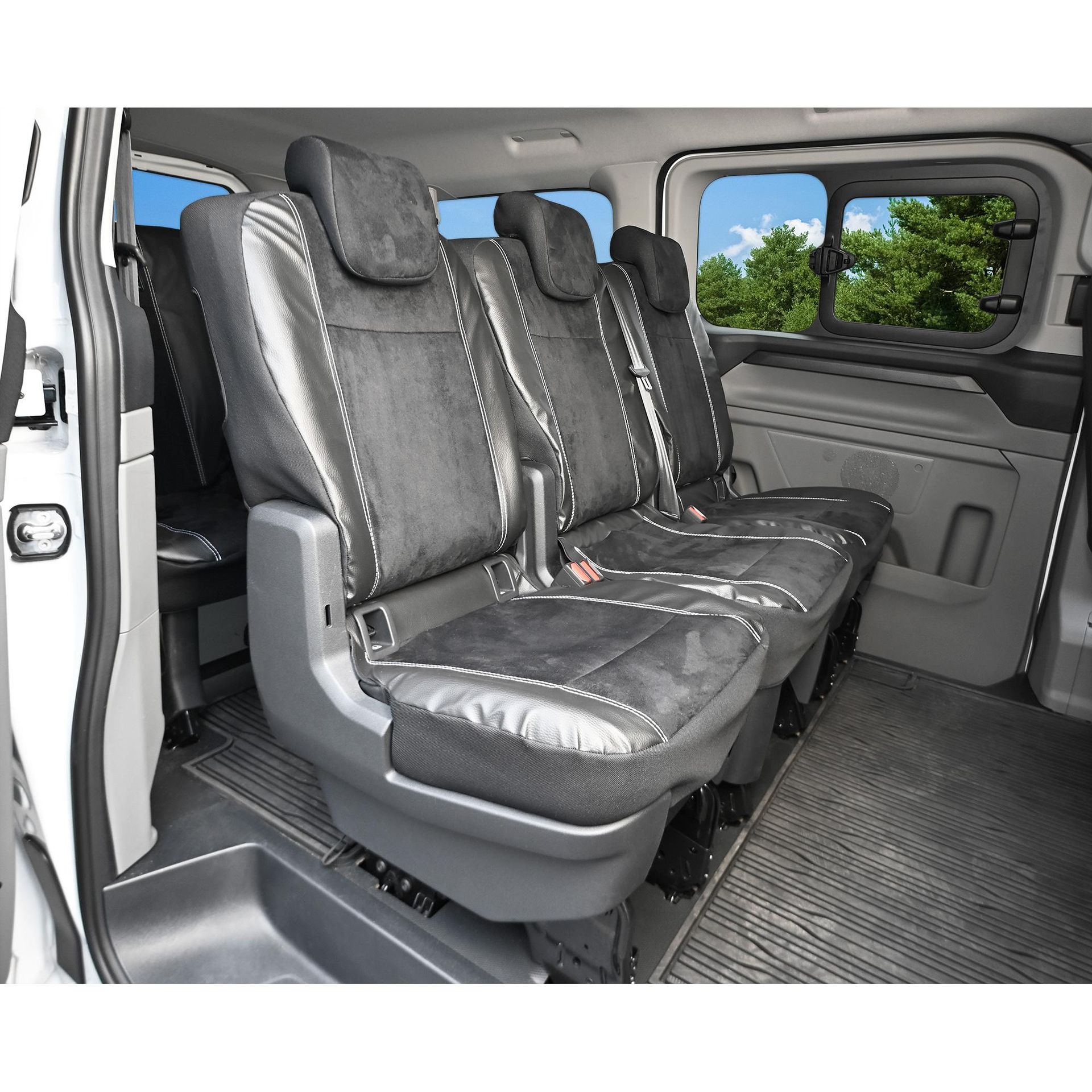 Ford Transit Custom 2. rząd (1+1+1 od 2024-) Pokrowce Eko-skóra + Alkantara