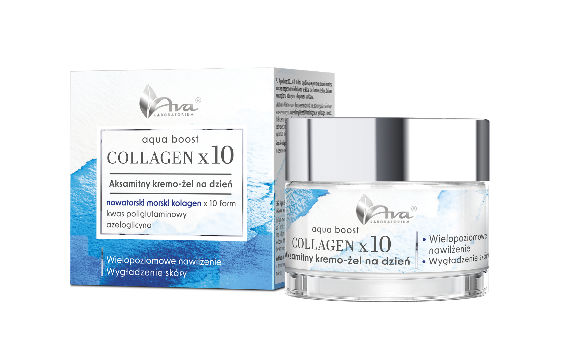 AVA Aqua Boost Collagen x10 Aksamitny Kremo-Żel do Twarzy na Dzień 50ml