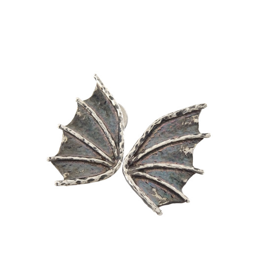 Kolczyki smocze Dragon Wings z ciemnego srebra