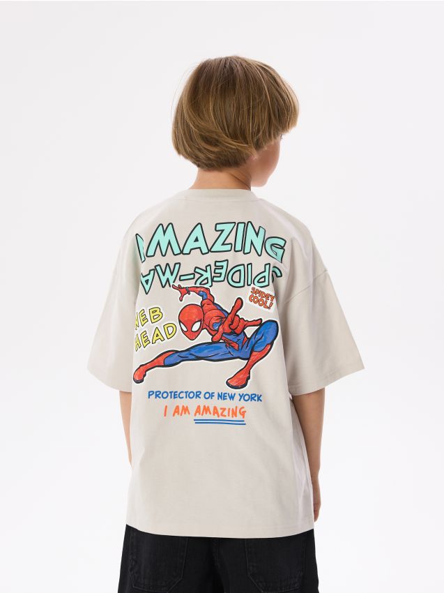 Reserved - T-shirt Spider-Man - jasnoszary