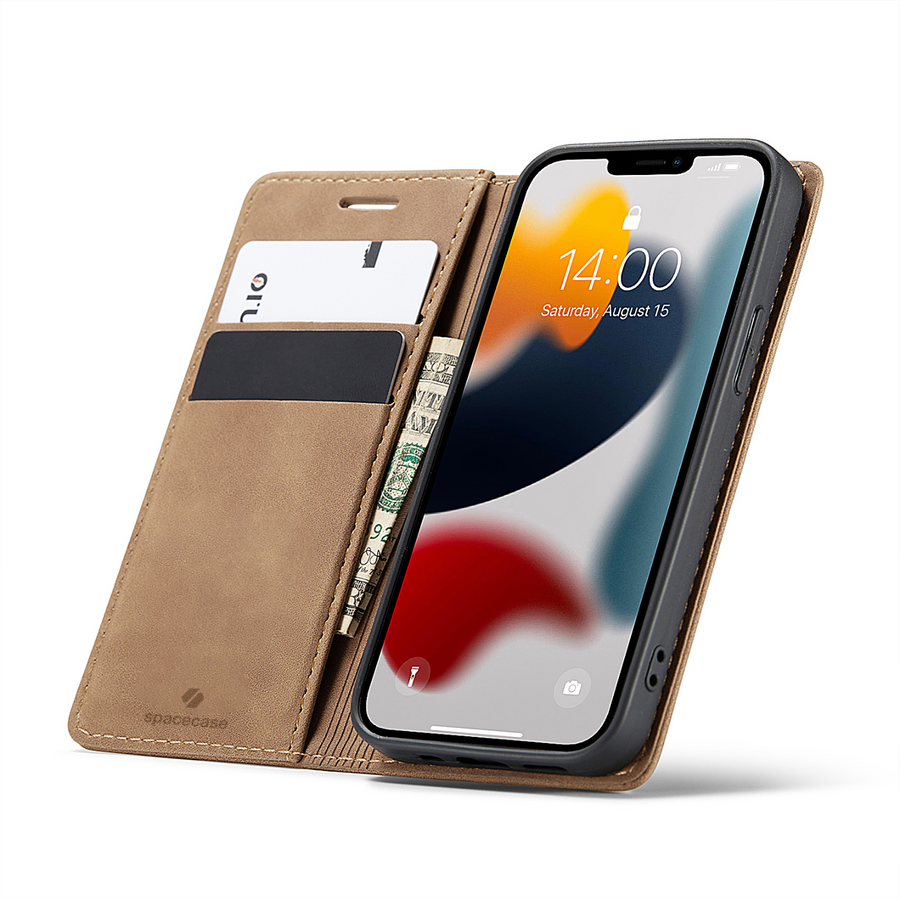 Spacecase Etui Wallet iPhone 13 Mini light brown