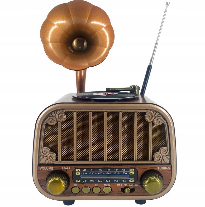 Martech Radio Kuchenne Retro 3 pasma FM/AM/SW USB/TF Bluetooth Aku18650 1200mAh