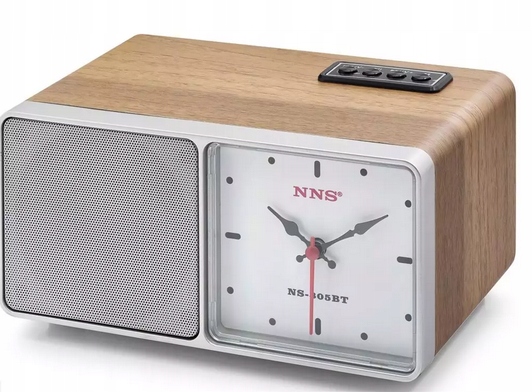 Martech Radio drewno z zegarem kuchenne FM akumulatorowe z Bluetooth USB