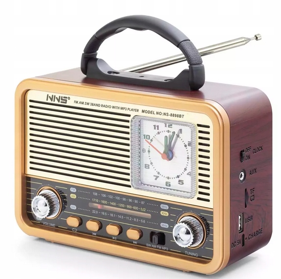 Martech Radio z zegarem kuchenne przenośne FM akumulatorowe z Bluetooth USB