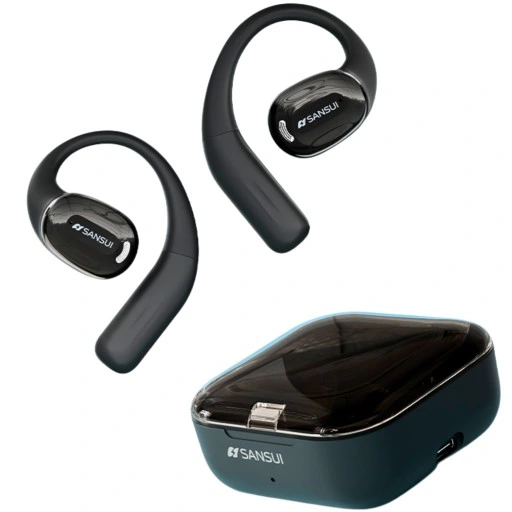 SANSUI Słuchawki bezprzewodowe ZAUSZNE W93 ENC dwa mikrofony BLUETOOTH 5.4